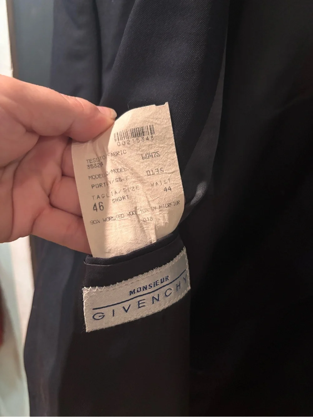 Givenchy Monsieur Navy Wool Blazer Sport Coat 46S Made in Italy
